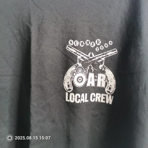OAR Local Crew Shirt Mens XL Black Jerzees Summer 2009 Tour Concert Band Tee - Picture 2 of 4
